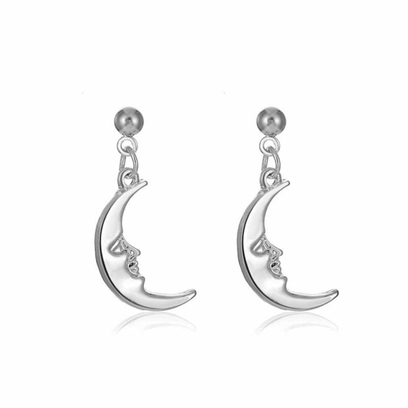 Any 3/$25! Silver Man-in-the-Moon Drop Stud Earrings - Picture 5 of 7